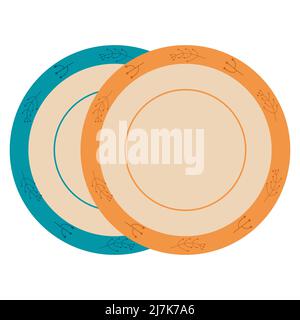 Keramikgeschirr. Niedliche handgemachte Keramikplatten. Küchengeräte, Keramik. Flache Vektorgrafik. Stock Vektor