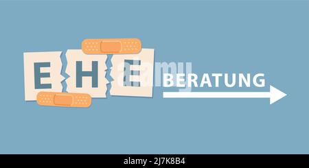 Ehe Beratung Konzept Ehe Patch mit Gips Stock Vektor