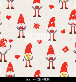 Niedliche kleine Zwerge mit nahtlosem Muster. Gartenzwerge. Stock Vektor