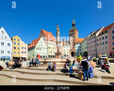 Deutschland Bayern Romantische Straße. Landsberg am Lech. Hauptplatz Stockfoto