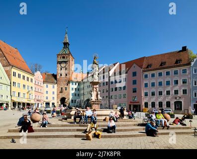 Deutschland Bayern Romantische Straße. Landsberg am Lech. Hauptplatz Stockfoto