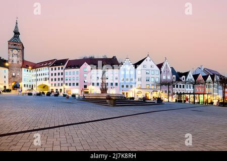 Deutschland Bayern Romantische Straße. Landsberg am Lech. Hauptplatz Stockfoto