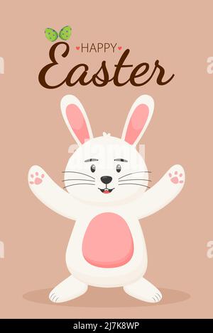 Süßer Osterhase. Osterkonzept. Frohe Osterbanner, Grußkarten, Poster, Weihnachtsumschläge. Stock Vektor