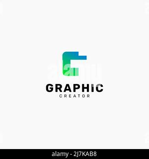 Abstraktes Logo Design Buchstaben C und Buchstabe G im Negativraum Stock Vektor