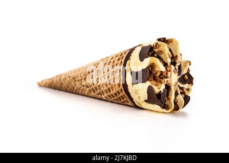 Vanille und Schokolade Eis-Kegel isoliert auf weißem Hintergrund Stockfoto
