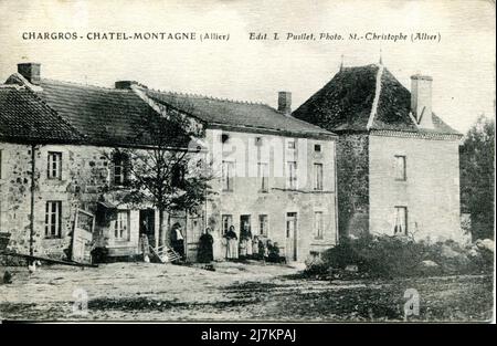 Châtel-Montagne Abteilung: 03 - Allier Region: Auvergne-Rhône-Alpes (ehemals Auvergne) Vintage Postkarte, Ende 19. - Anfang 20. Jahrhundert Stockfoto