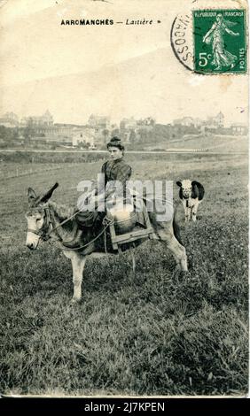 Arromanches-les-Bains, Milcherzeuger Abteilung: 14 - Calvados Region: Normandie (früher Basse-Normandie) Vintage-Postkarte, Ende 19. - Anfang 20. Jahrhundert Stockfoto