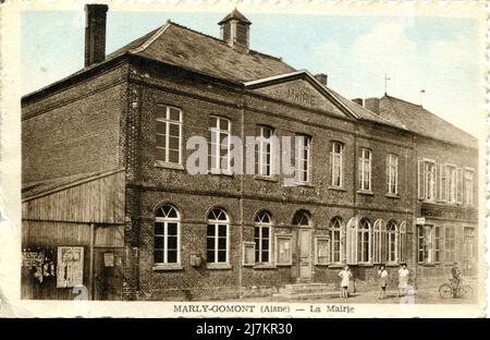 Marly-Gomont Abteilung: 02 - Aisne Region: Hauts-de-France (früher Picardie) Vintage Postkarte, Ende 19. - Anfang 20. Jahrhundert Stockfoto