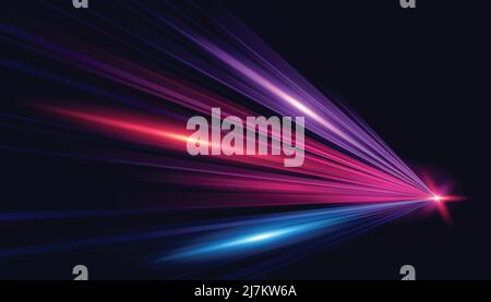 Moderner abstrakter High-Speed-Lichteffekt. Abstrakter Hintergrund mit Lichtstrahlen. Technologie futuristische dynamische Bewegung. Bewegungsmuster für Banner. Stock Vektor