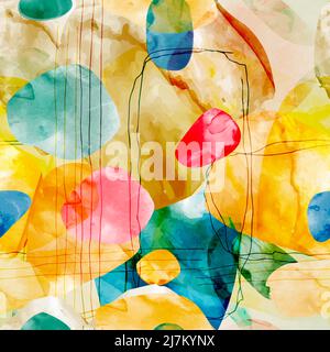 Trendy Satz von bunten handbemalten abstrakten Formen. Abstrakte nahtlose geometrische Textur für Tapeten, Webseiten, Oberflächenstrukturen, Textilien, Design Stock Vektor