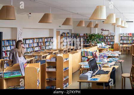 WYBORG, RUSSLAND - 28. April 2022: Bibliothek nach Alvaar Aalto benannt. Stockfoto