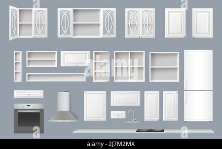 Küchenkonstruktor realistische Vektor 3D Mockup Set Stock Vektor