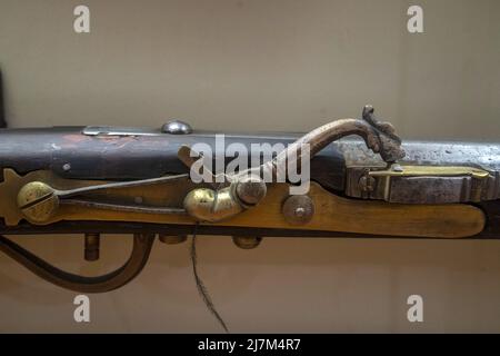 Tanegashima Musket japanische alte Arquebusgewehr Detail aus der Nähe Stockfoto