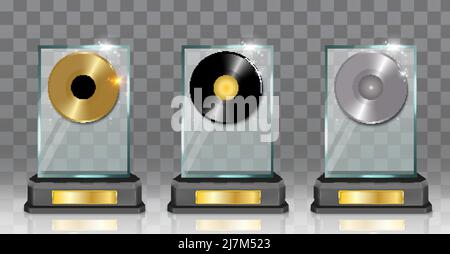 Musical Disk Award 3D Mockup Vektor-Set Stock Vektor