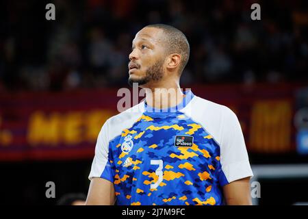 BARCELONA - APR 10: Anthony Randolph in Aktion während des ACB League-Spiels zwischen dem FC Barcelona und Real Madrid am 10,2022. April im Palau Blaugrana Stockfoto