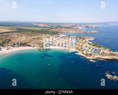 Luftaufnahme des Strandes von Arapya in der Nähe der Stadt Tsarevo, Burgas Region, Bulgarien Stockfoto