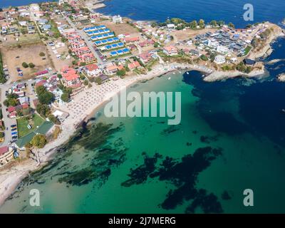 Luftaufnahme des Strandes von Arapya in der Nähe der Stadt Tsarevo, Burgas Region, Bulgarien Stockfoto