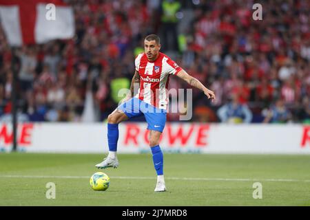 Madrid, Spanien. 8.. Mai 2022. Jose Maria Gimenez (Atletico) Fußball: Spanisches Spiel 'La Liga Santander' zwischen Club Atletico de Madrid 1-0 Real Madrid CF im Estadio Wanda Metropolitano in Madrid, Spanien. Quelle: Mutsu Kawamori/AFLO/Alamy Live News Stockfoto