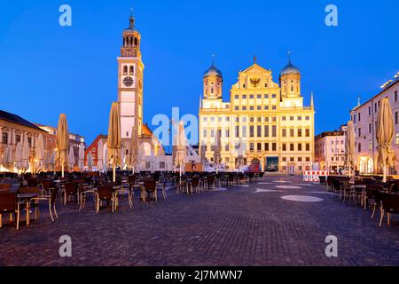 Deutschland Bayern Romantische Straße. Augsburg. Rathausplatz. Rathaus Stockfoto