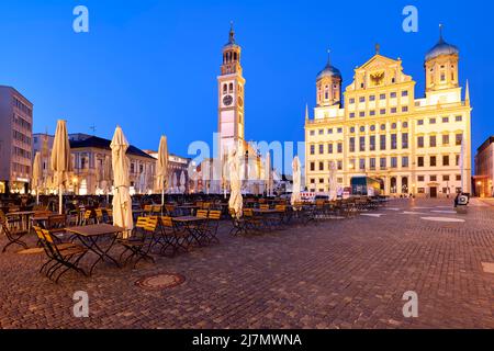 Deutschland Bayern Romantische Straße. Augsburg. Rathausplatz. Rathaus Stockfoto