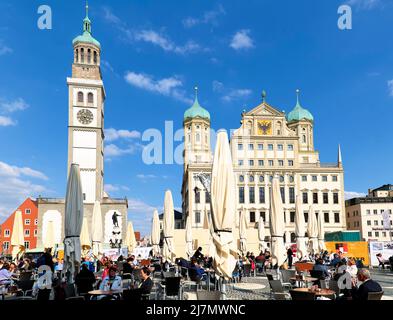 Deutschland Bayern Romantische Straße. Augsburg. Rathausplatz. Rathaus Stockfoto