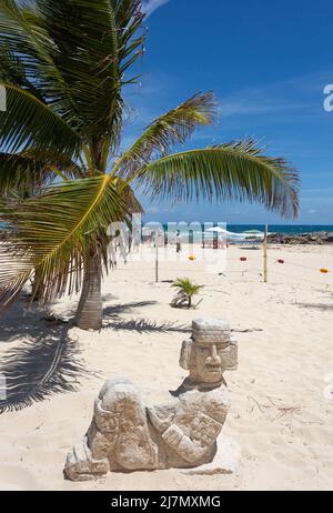 Blick auf den Strand von El Pescador Marisqueria & Bar, Playa Chen Rio, Cozumel, Quintana Roo, Mexiko Stockfoto