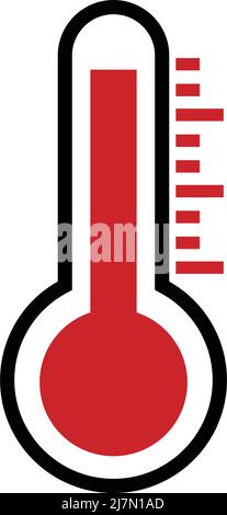 Thermometer-Symbol mit hoher Temperatur. Bearbeitbarer Vektor. Stock Vektor