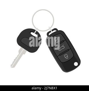 Kette von Kfz-Schlüsseln und Alarmanlage. Clipart-Bild auf HintergrundEps 10 isoliert Stock Vektor