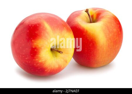 Bunte Apfelweg isoliert auf weiß Stockfoto