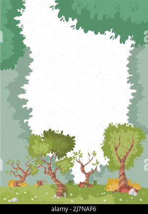 Grüner Park mit Gras und Bäumen. Naturlandschaft. Stock Vektor