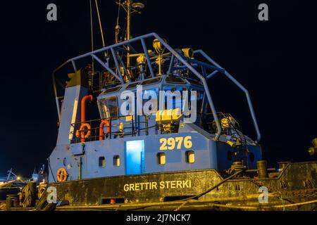 Reykjavik, Island - Oktober 23. 2021: Schlepper Grettir Sterki im Hafen Stockfoto