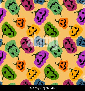 Halloween nahtlose Kürbis-Muster für Stoffe und Textilien und Verpackungen und Geschenke und Karten und Bettwäsche und Kinder Stockfoto