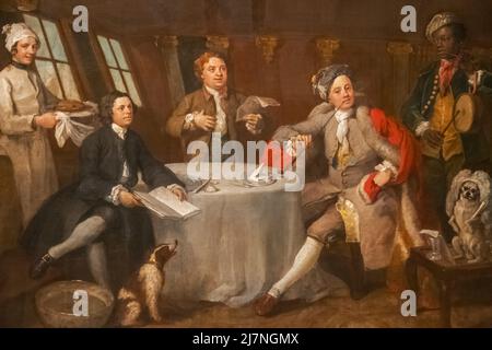 Gemälde mit dem Titel 'Captain Lord George Graham,1715-47, in his Cabin' von William Hogarth datiert 1742 Stockfoto