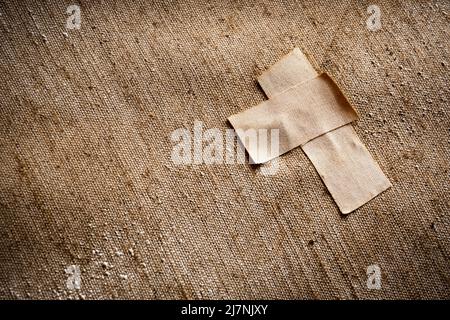 Hintergrund oder Textur geklebt Patch auf Leinwand Stockfoto