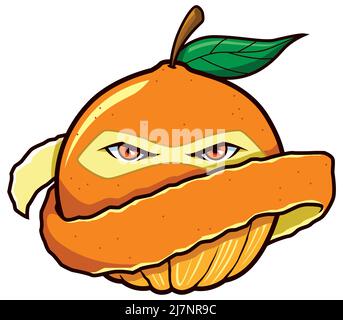 Orangefarbenes Ninja-Maskottchen Stock Vektor