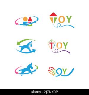 Kinder Spielzeug Farbe Icon-Set, Baby-Spielzeug Symbole Sammlung Stockfoto