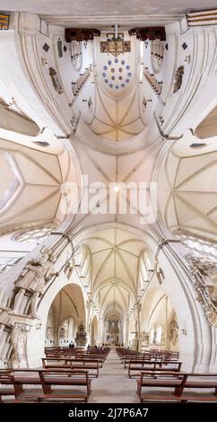 Münster, Deutschland - 30. April 2022: Panoramablick auf die Decke des katholischen Doms in Münster. Stockfoto