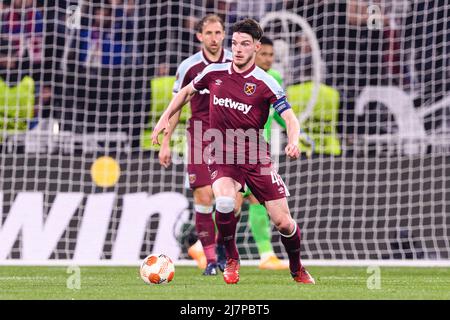 LYON, FRANKREICH - 14. APRIL: Declan Rcy of West Ham in Aktion während des UEFA Europa League Quarter Final Leg Two Spiel zwischen Olympique Lyon und West H Stockfoto
