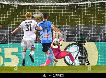 Der amtierende ALeague-Champion Sydney FC schlug MacArthur Bulls 3 zu 0, nachdem ein enormer Sturm zu einer Verzögerung von mehr als 30 Minuten führte.Featuring: Andrew Redmayne, Lachlan Rose wo: Sydney, Australien Wann: 30 Jan 2021 Credit: WENN.com Stockfoto