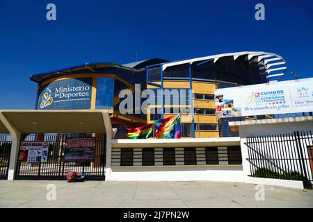 Sportkomplex „Heroes de Octubre“ des Sportministeriums an der Av Juan Pablo II, El Alto, Bolivien Stockfoto