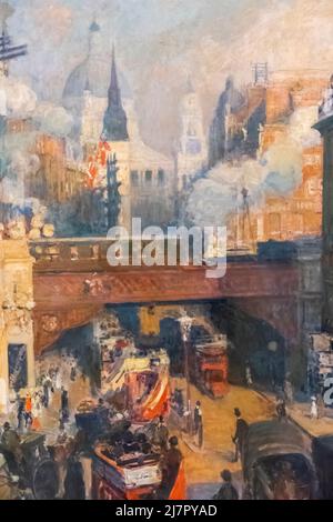 Gemälde mit dem Titel „Ludgate Circus: Entrance to the City (November,Mittag)“ des französischen Künstlers Jacques-Emile Blanche aus dem Jahr 1910 Stockfoto