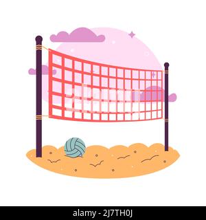 Handgezeichnetes Volleyballnetz Illustration Vektor Illustration. Stock Vektor
