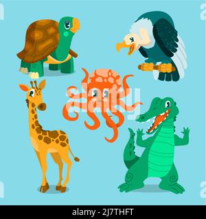 Handgezeichnete wilde Tiere Set Vektor-Illustration. Stock Vektor