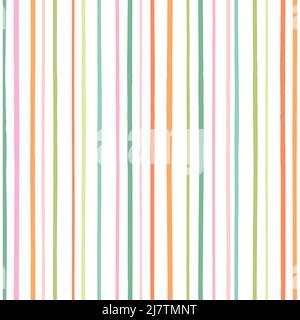 Gestreiftes Hintergrundmuster. Abstrakter Vektor Helle, von Hand gezeichnete vertikale Streifen. Nahtlos wiederholtes Design-Element. Stock Vektor