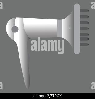 Haartrockner Bürste Illustration graue Farbe. Auf grauem Hintergrund Stock Vektor