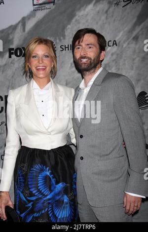 LOS ANGELES - SEP 30: Anna Gunn, David Tennant bei der 'Gracepunkt' Premiere Party im LACMA am 30. September 2014 in Los Angeles, CA Stockfoto