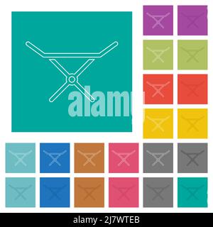 Zusammenklappbare Wäscheständer umreißen mehrfarbige flache Symbole auf schlichten quadratischen Hintergründen. Weiße und dunklere Symbolvarianten für Schwebe- oder Wechselstrom sind enthalten Stock Vektor