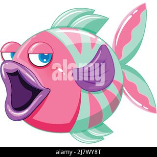 Cartoon Fisch mit großen Lippen Illustration Stock Vektor