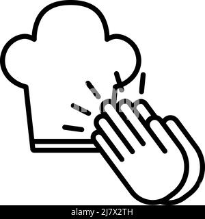 Klatschende Palms Zu Toque-Symbol. Auffälliges Design mit bearbeitbarer Konturbreite. Vektorgrafik. Stock Vektor