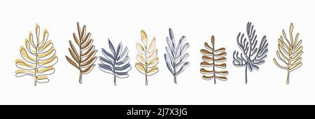 Abstrakte botanische Formen im Matisse-Stil. Organische Blätter und Äste Illustrationen Set. Moderne künstlerische Gestaltungselemente. Stock Vektor